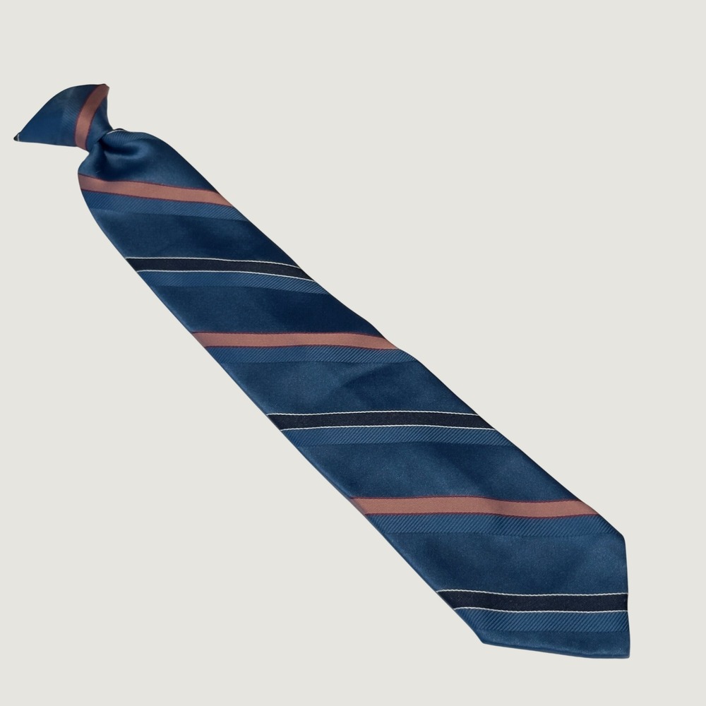 Ketch Clip-On Tie Blue Pink Navy Striped Formal Business Mens 17.5x3.25"